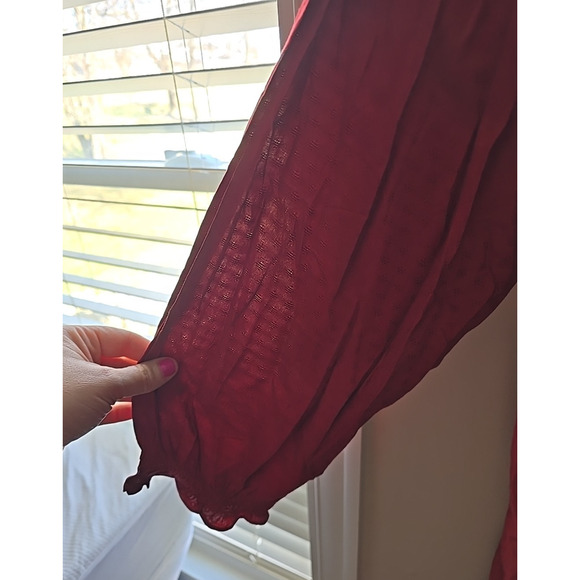 NWT Croft & Barrow Red Smocked-Waist Long Sleeves Maxi Dress Womans Plus Size 3X - Picture 5 of 8